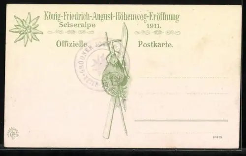 AK Seis am Schlern, Seiseralpe, Wegpartie von der Seiseralpe zur Rodella