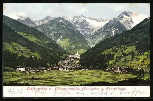 AK Sand in Taufers, Tauferertal, Ortsansicht mit Schwarzenstein, Hornspitze und Turnerkamm