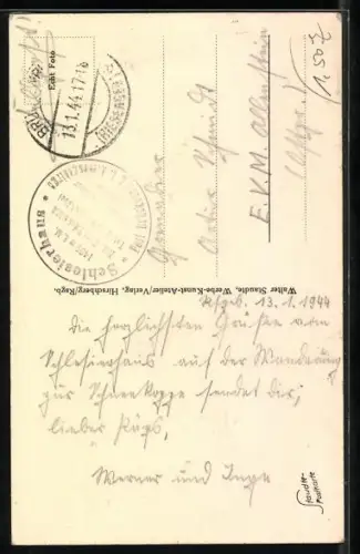 AK Schlesierhaus /Schneekoppe, Schlesierhaus und Riesenbaude im Schnee