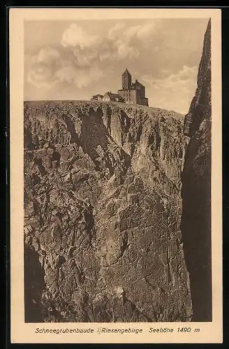 AK Schneegrubenbaude, Partie mit Fels