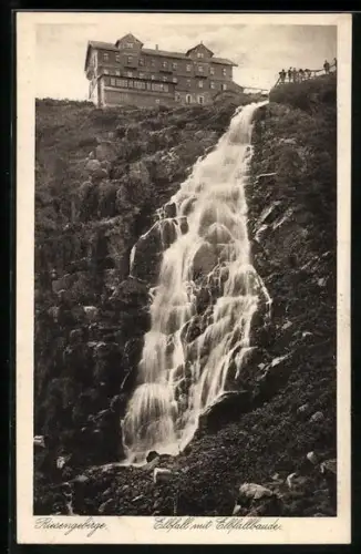 AK Elbfallbaude, Elbfall mit Elbfallbaude