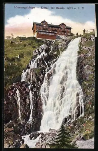 AK Elbfallbaude /Elbfall, Wasserfall mit Baude