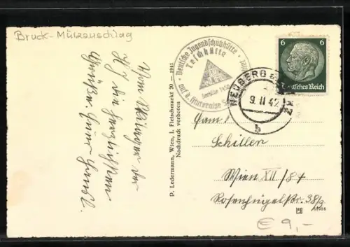 AK Mürzsteg, Skihütte Hinteralm des Reichsverbandes DJH, Ansicht gegen Schneealpe, Winteransicht