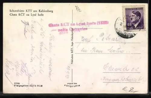 AK Schutzhütte KTT am Kahlenberg, Besucher vor dem Eingang