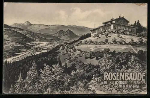 Künstler-AK Ketschdorf, Restaurant Rosenbaude von Arthur Pätzold