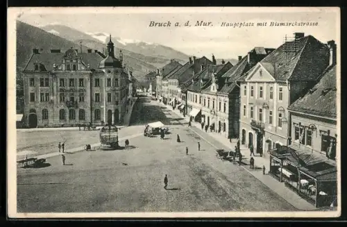 AK Bruck a. d. Mur, Hauptplatz mit Bismarckstrasse