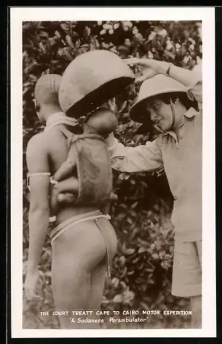 AK Cairo, The Court Treat Cape to Cairo Motor Expedition, A Sudanese Perambulator, afrikanische Volkstypen