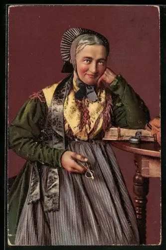 AK Kt. Thurgau, Bauernfrau in Tracht
