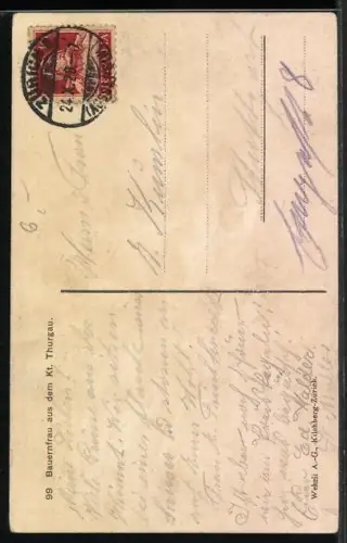 AK Kt. Thurgau, Bauernfrau in Tracht