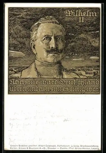 Künstler-AK Bruno Heroux: Kaiser Wilhelm II. in Uniform