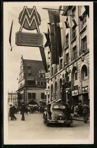 AK Leipzig, Leipziger Messe 1955, Messehaus Handelshof, Grimmaische Strasse