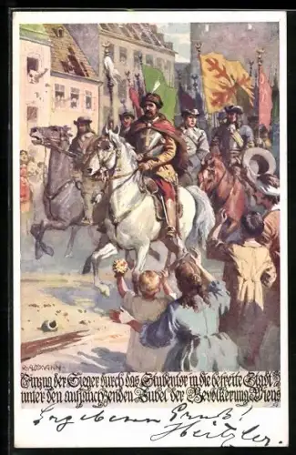 Künstler-AK Richard Assmann: Einzug der Sieger in die befreite Stadt, türkische Belagerung