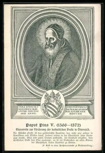 AK Portrait Papst Pius V.