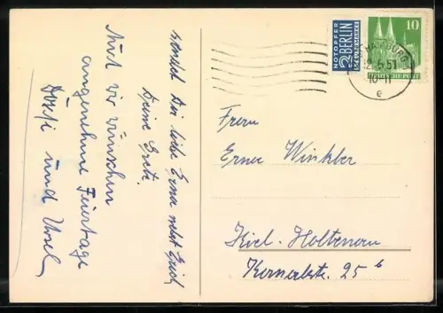 Künstler-AK Hannes Petersen: Junge schiebt Mädchen mit Hundegespann, Pfingstgruss