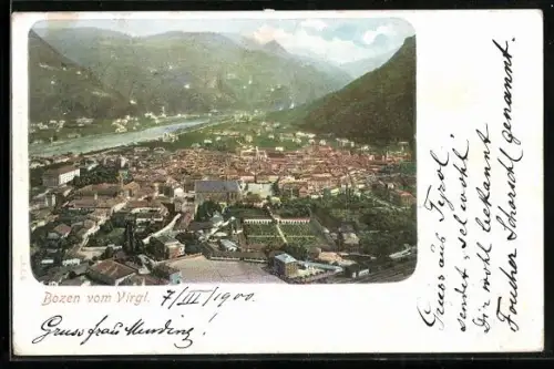 AK Bozen /Bolzano, Blick vom Virgl auf die Stadt