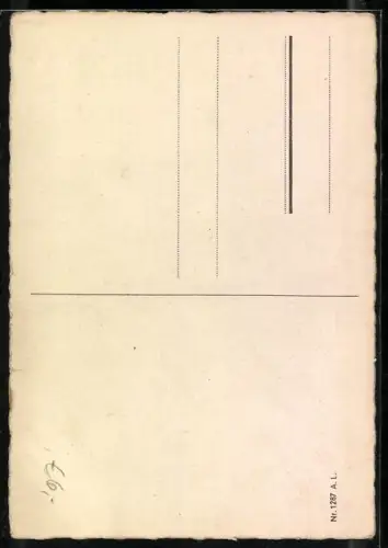 Künstler-AK Briefmarkensprache, Mann mit Katze und Gift auf einer Bank