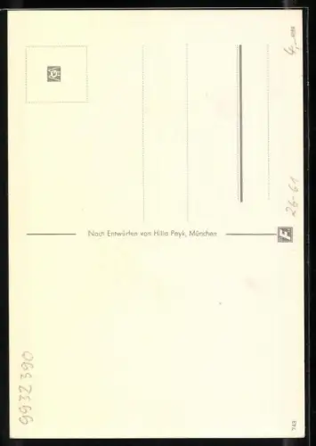 Künstler-AK Hilla Peyk: Schwester wiegt ihr Brüderchen in den Schlaf