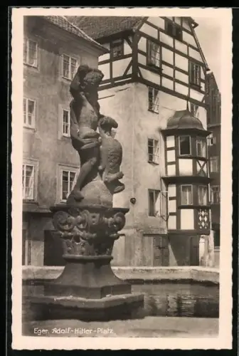 AK Eger, Brunnen am Platz