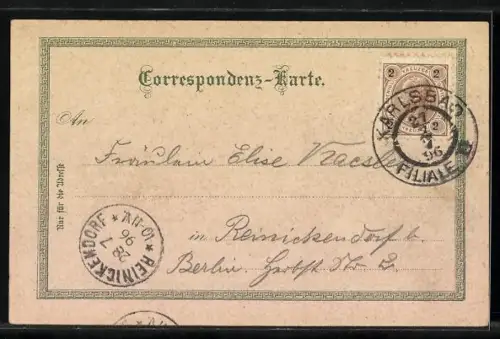 Lithographie Karlsbad, Sprudel mit Kurgästen