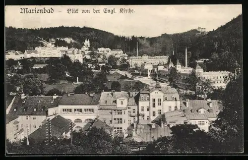 AK Marienbad, Blick von der Englischen Kirche über den Ort