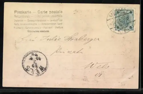 AK Karlsbad, Café Schweizerhof, Blick in den Garten