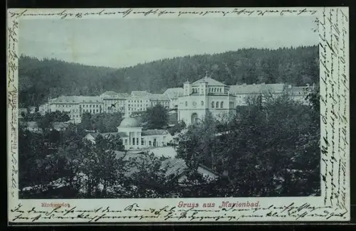 AK Marienbad, Kirchenplatz am Wald