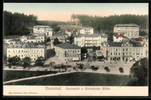 AK Marienbad, Casinopark und Marienbader Mühle