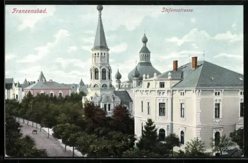 AK Franzensbad, Blick auf die Stefanstrasse