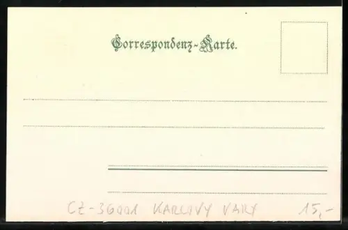 AK Karlsbad, Dr. Becherplatz mit Geschäften und Wohnhäusern