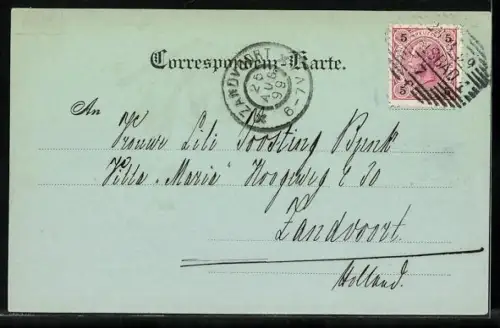 Mondschein-AK Karlsbad, Blick von der Stefans-Promenade