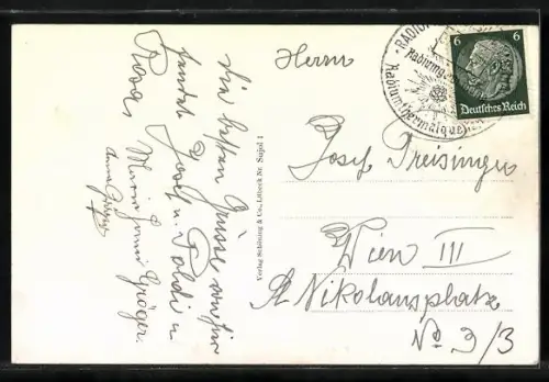 AK St. Joachimstal, Blick auf das Palasthotel aus der Vogelschau