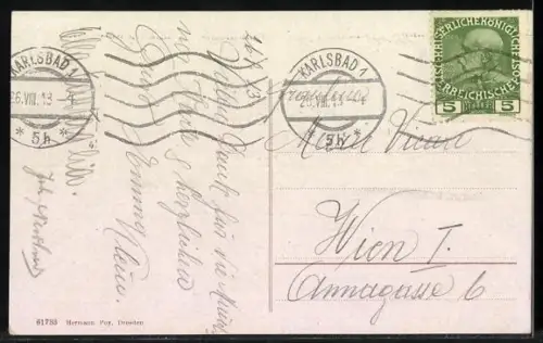 AK Karlsbad, Café Kaiserpark mit Parkanlage