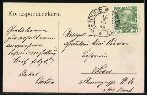 AK Karlsbad, Partie bei Café Schönbrunn