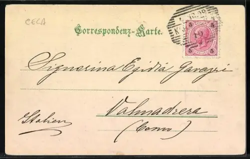 AK Karlsbad, Sprudelgasse mit Wohngebäuden