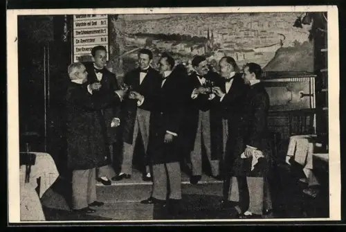 AK Karlsbad, Besucher der Künstler-Klause Karlsbad, Ausstellung Alt-Wien