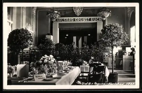 AK Karlsbad, U.d.G.-Tagung Karlsbad 1937, Speisesaal
