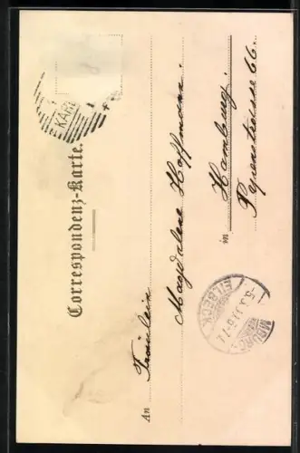 AK Karlsbad, Der Schlossbrunnen mit Passanten