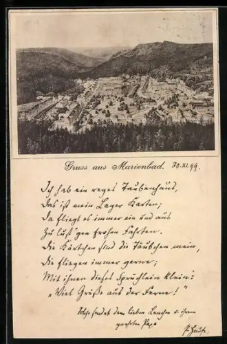 AK Marienbad, Ortsansicht aus der Vogelschau