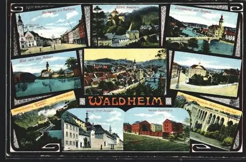 AK Waldheim / Sachsen, Königliche Strafanstalt, Schloss Kriebstein, Rathaus