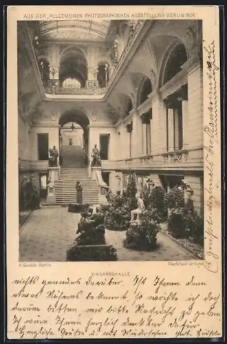 AK Berlin, Allgemeine Photographische Ausstellung 1906, Eingangshalle, Innenansicht