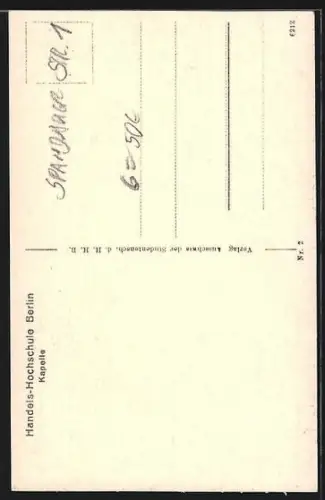 AK Berlin, Handels-Hochschule, Kapelle, Innenansicht, Spandauer Strasse Ecke Neue Friedrichstrasse