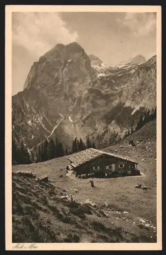 AK Ramsau / Obb., Gasthof Hals-Alm gegen Grundübelhorn