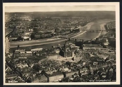 AK Dresden, Blick auf den Neumarkt, Fliegeraufnahme
