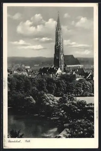 AK Landshut / Bayern, Blick zur Kirche