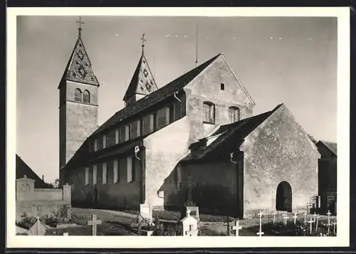 Foto-AK Deutscher Kunstverlag: Insel Reichenau / Niederzell, Stiftskirche St. Peter und Paul
