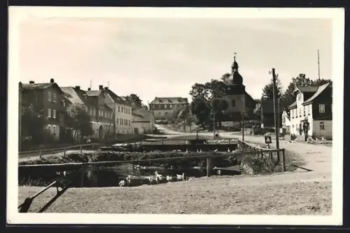 AK Keila, Teich, Kirche, Ortsansicht