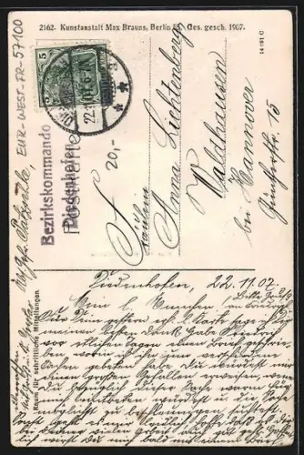 AK Diedenhofen, Moselbrücke mit Gebäuden aus der Vogelschau, Mädchen mit Schriftrollen