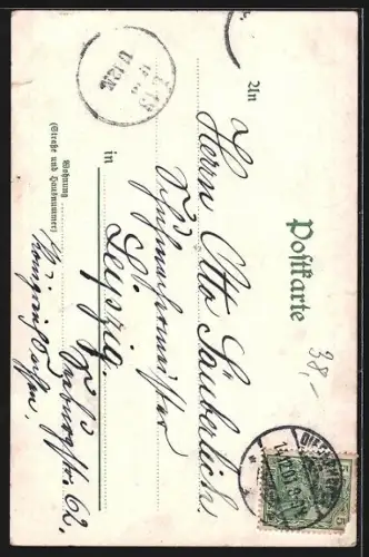 Lithographie Diedenhofen, Postgebäude, Brücke mit Ortspanorama