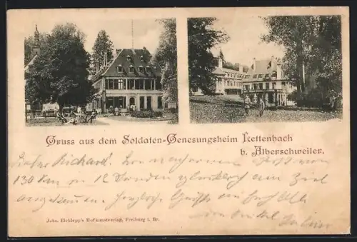 AK Lettenbach b. Alberschweiler, Soldaten-Genesungsheim, Gartenansichten mit Soldaten