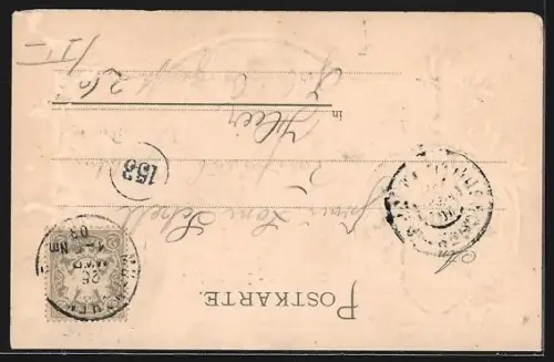 Passepartout-Lithographie Metz, Todtenbrücke mit Kirchenpanorama, Wappen, Eichenlaub